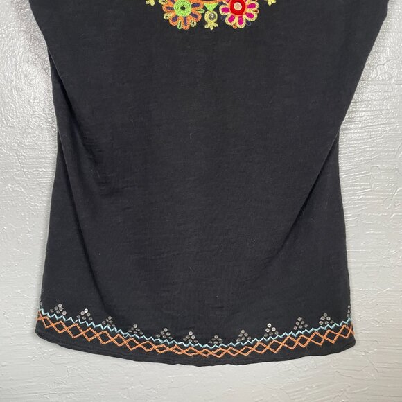 Double D Ranch Women M Black Embroidered Embellished T-Shirt Cotton Western - Picture 8 of 11